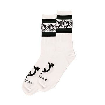 Patterned Logo Socks - White