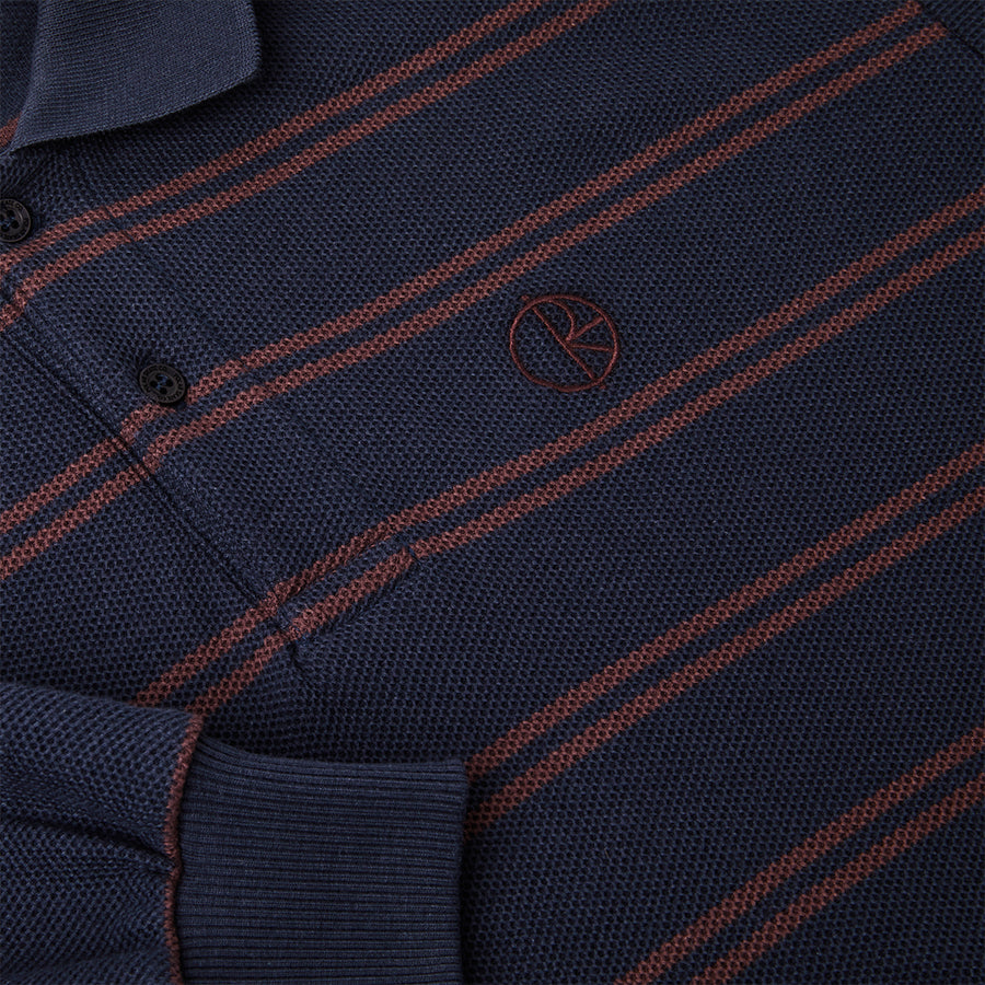 Stripe Polo Long Sleeve - Navy/Plum