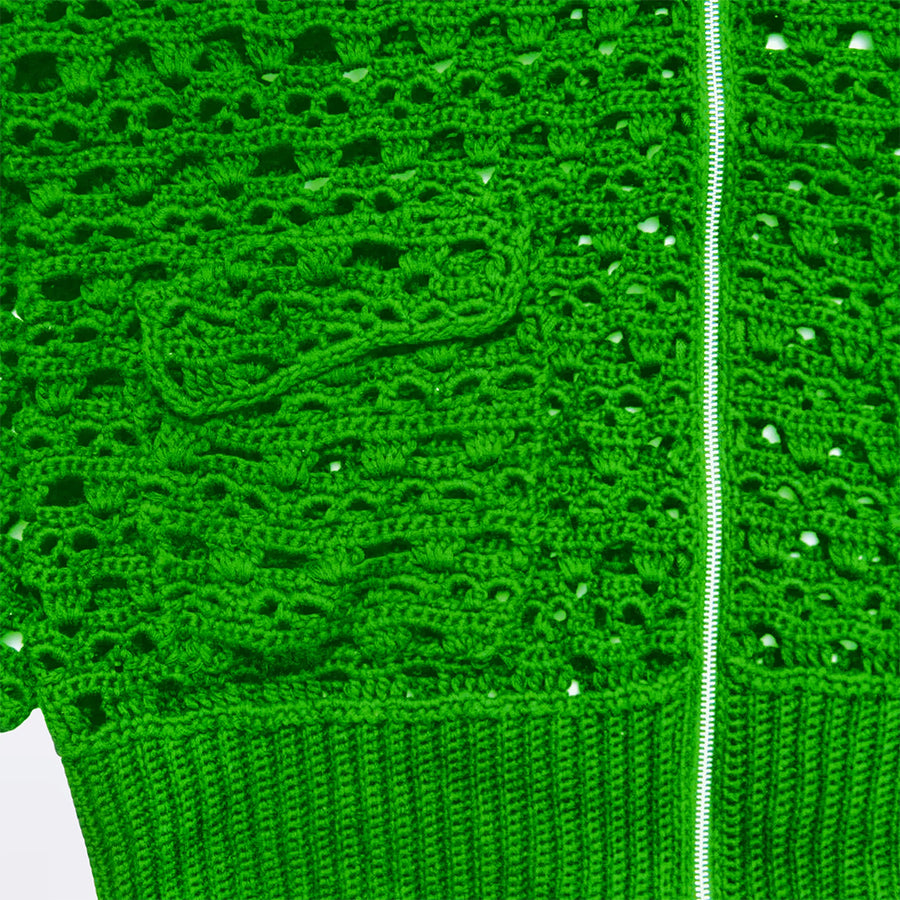 Crochet Ego Death Bomber Jacket - Green Grass