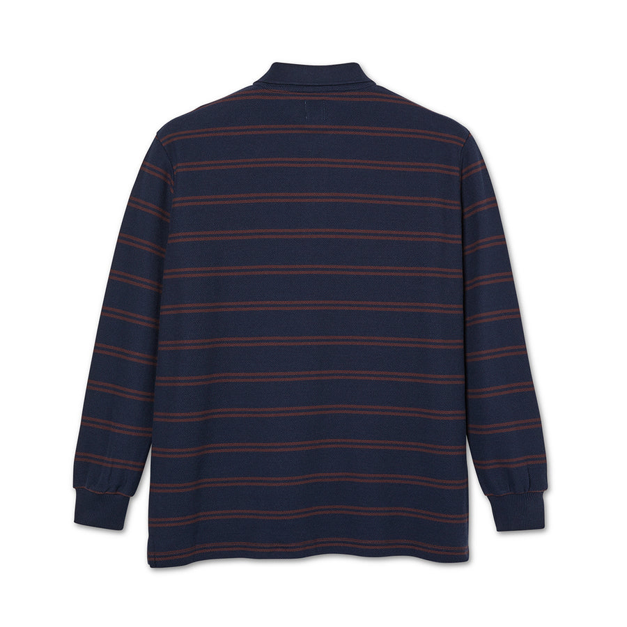 Stripe Polo Long Sleeve - Navy/Plum