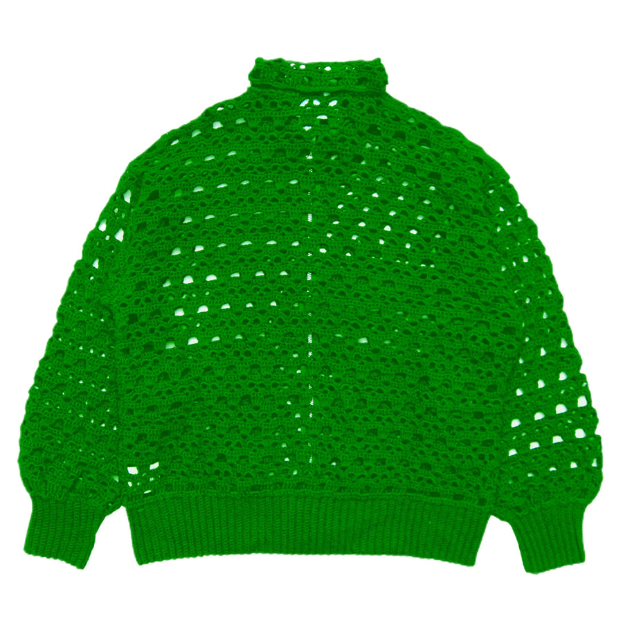 Crochet Ego Death Bomber Jacket - Green Grass