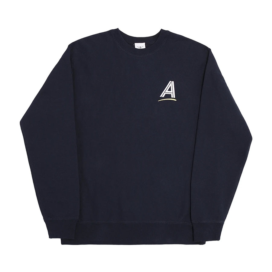Straight A's Embroidered Crew - Navy
