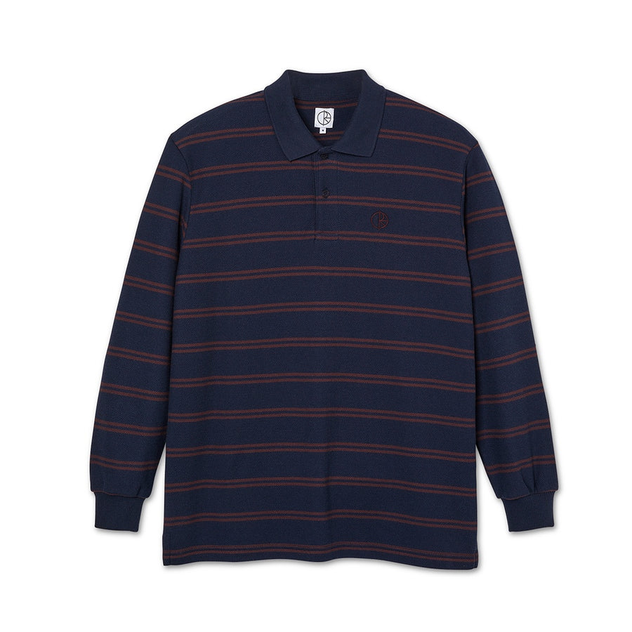 Stripe Polo Long Sleeve - Navy/Plum