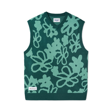 Flowers Knit Vest - Forest