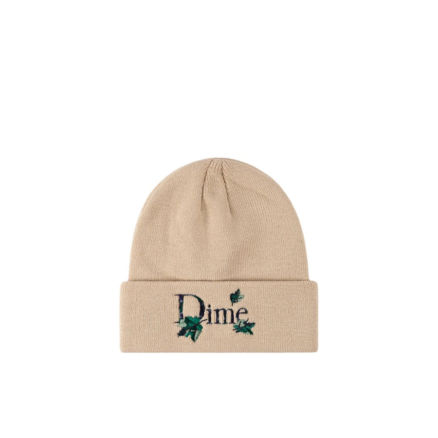 Classic Leafy Fold Beanie - Light Beige