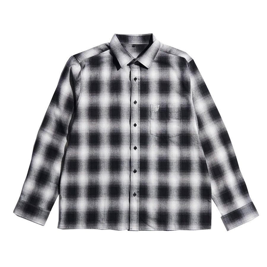 Shadow Plaid Flannel Shirt - White/Black