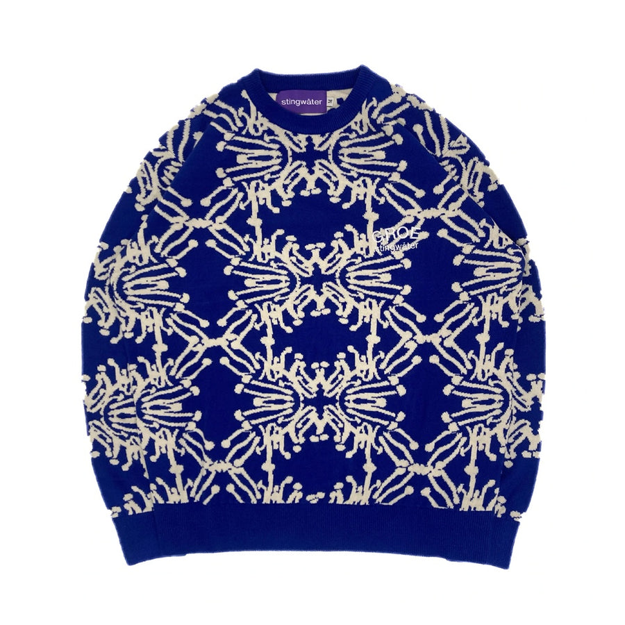 Speshal Mushroom Pattern Jacquard Sweater - Blue