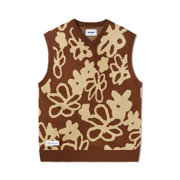 Flowers Knit Vest - Brown