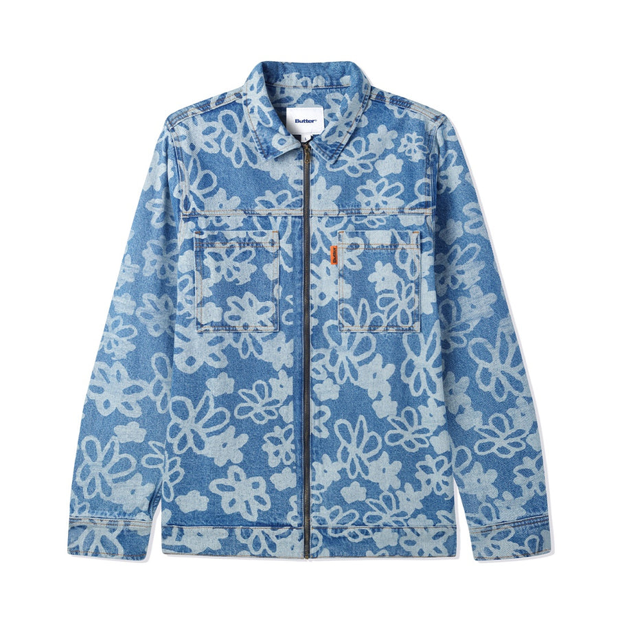 Flowers Denim Jacket - Washed Indigo