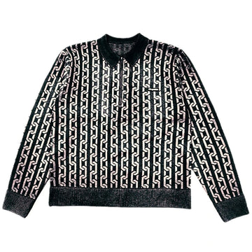 Chain Collared Half Zip Sweater - Black