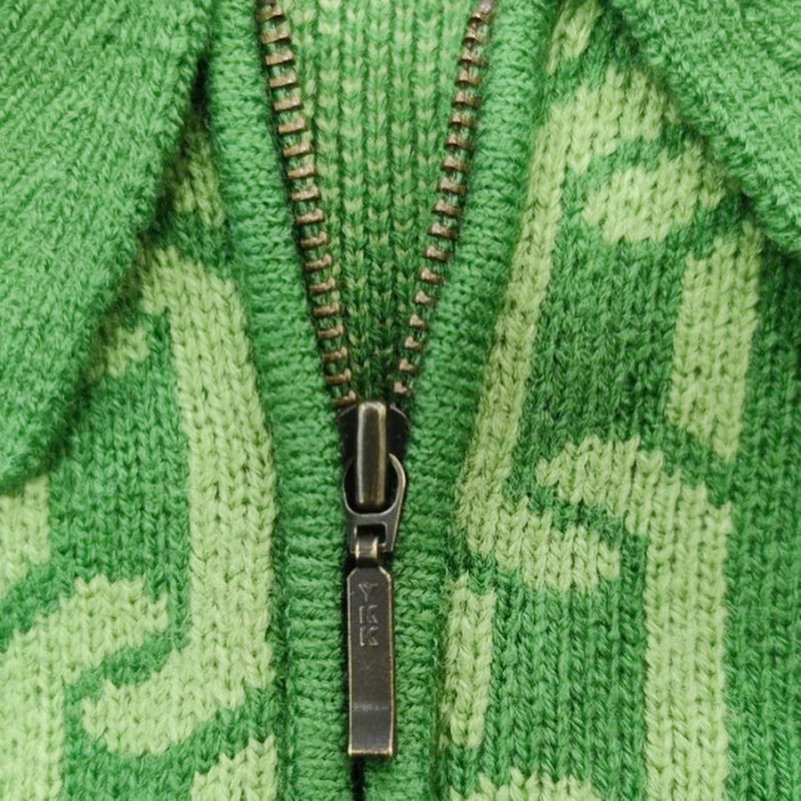 Chain Collared Half Zip Sweater - Alkaline Green