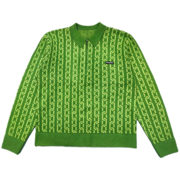 Chain Collared Half Zip Sweater - Alkaline Green