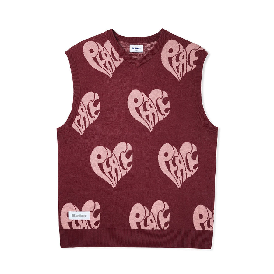 Peace Knit Vest - Wine