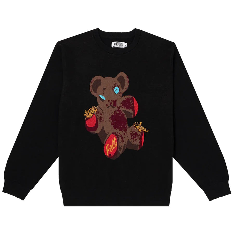Poor Bear Knit Jacquard Sweater - Black