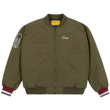 Velcro Patch Bomber Jacket - Asparagus