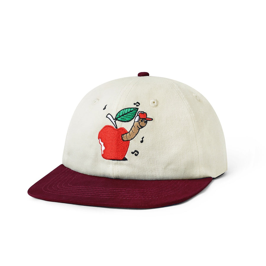 Worm 6 Panel Cap - Natural / Burgundy