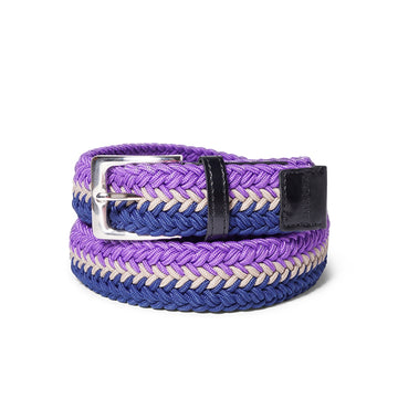 Braided Belt - Navy / Khaki / Purple
