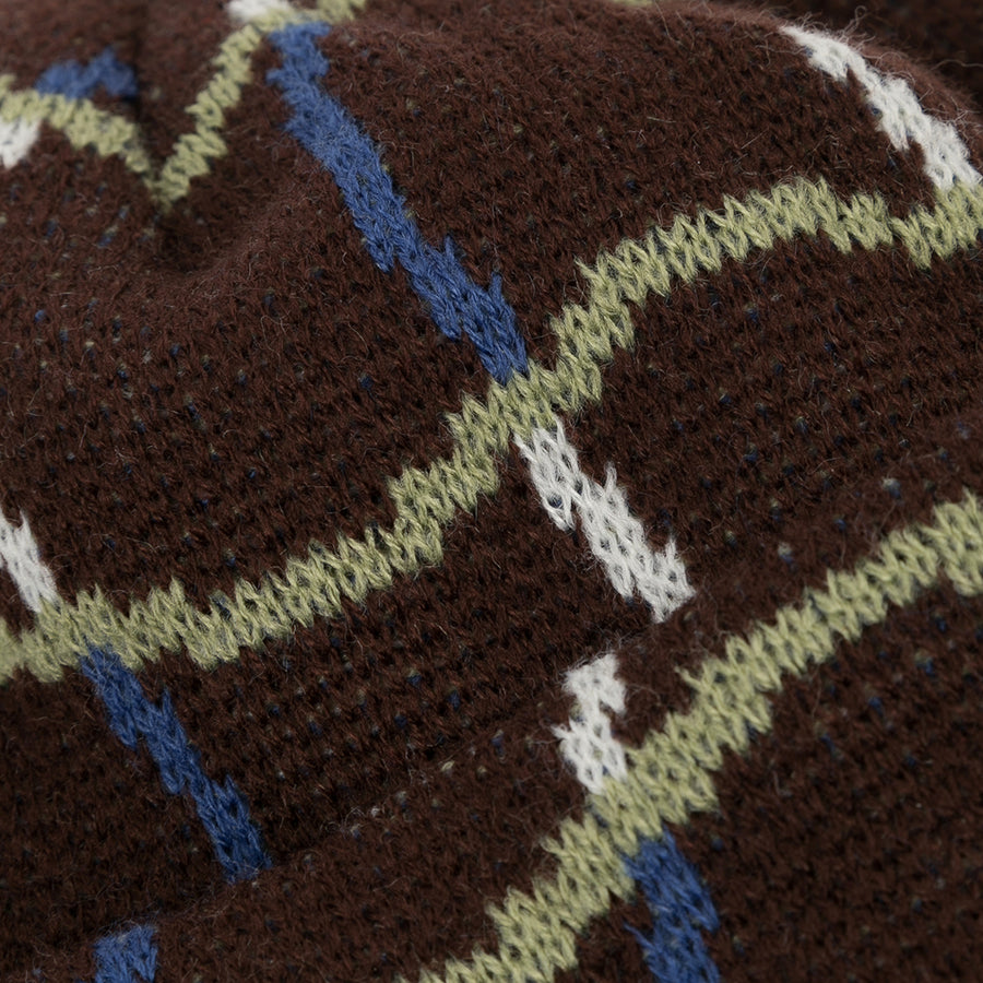Wave Checkered Beanie - Brown