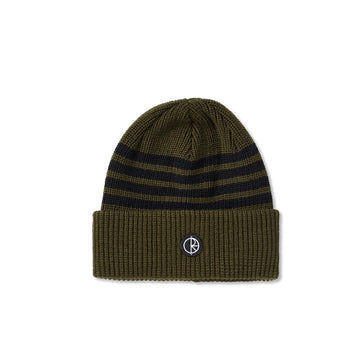 Stripe Merino Beanie - Army Green