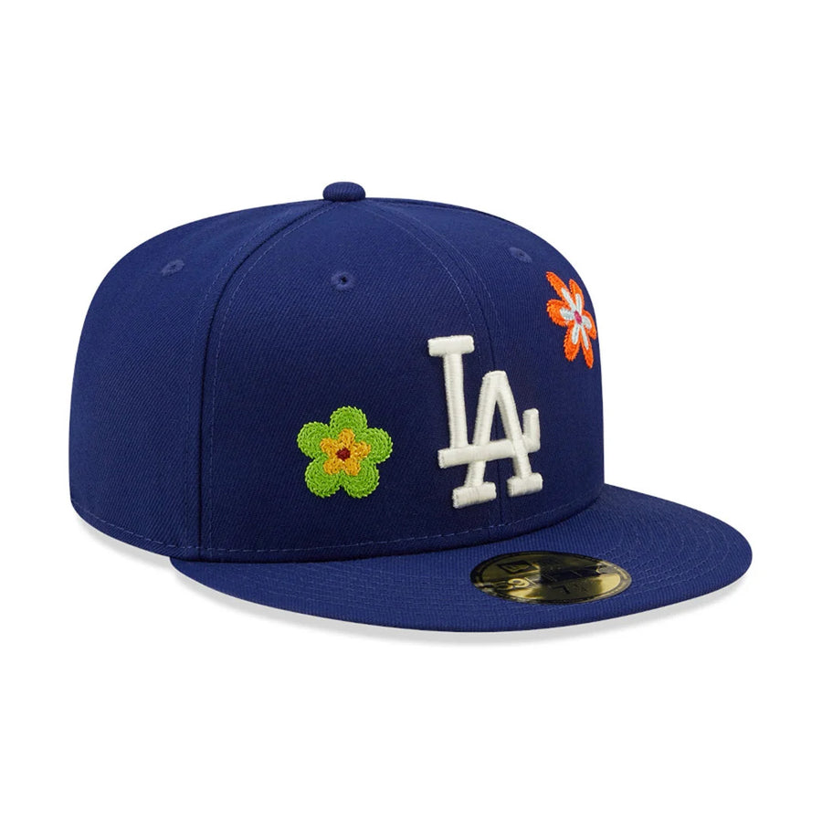 LA Dodgers MLB Flower Blue 59FIFTY Fitted Cap