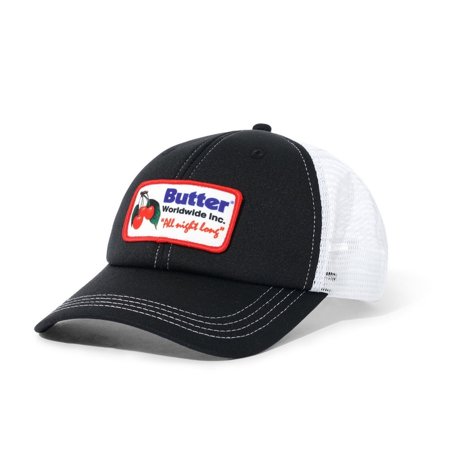 Cherry Trucker Hat - Black/White