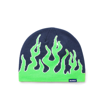 Flame Beanie - Black/Green