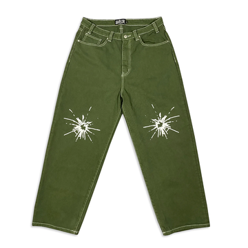 Broken Knee Jeans - Green Overdye