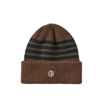 Stripe Merino Beanie - Brass / Dark Green