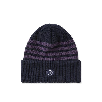 Stripe Merino Beanie - Navy / Purple