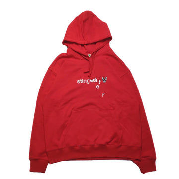 Embroidered Melting Logo & Skull Patch Hoodie - Red