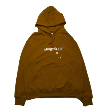 Embroidered Melting Logo & Skull Patch Hoodie - Brown