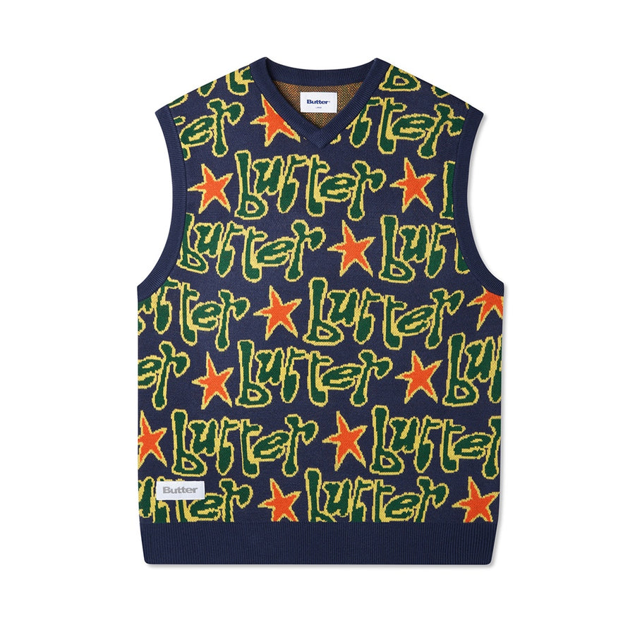 Star Knit Vest - Navy