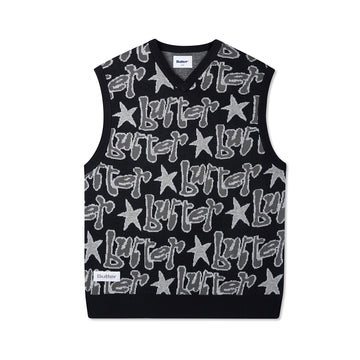 Star Knit Vest - Black