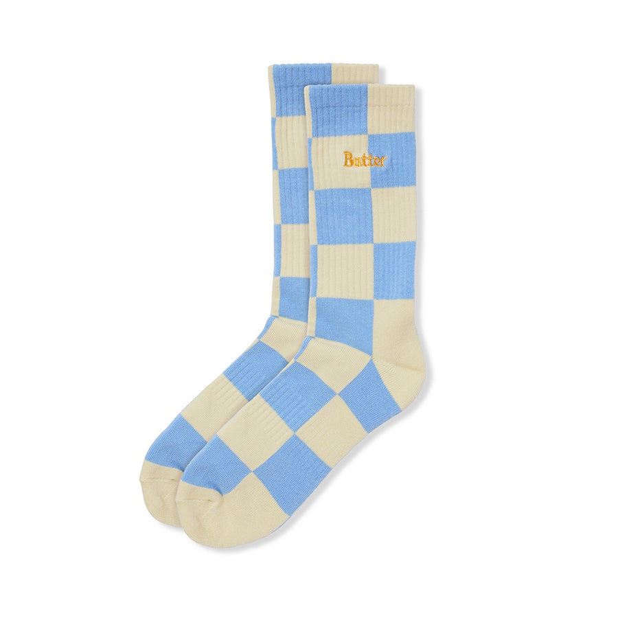 Checkered Socks - Pale Blue