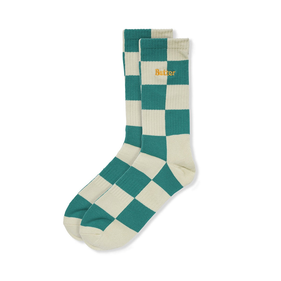 Checkered Socks - Deep Teal