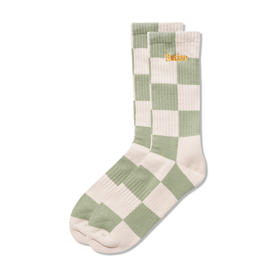 Checkered Socks - Cream/Sage