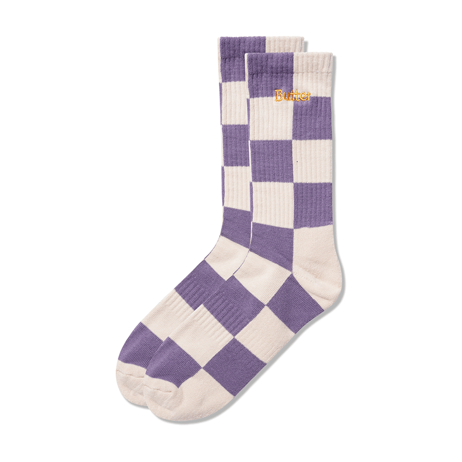 Checkered Socks - Cream/Lavender