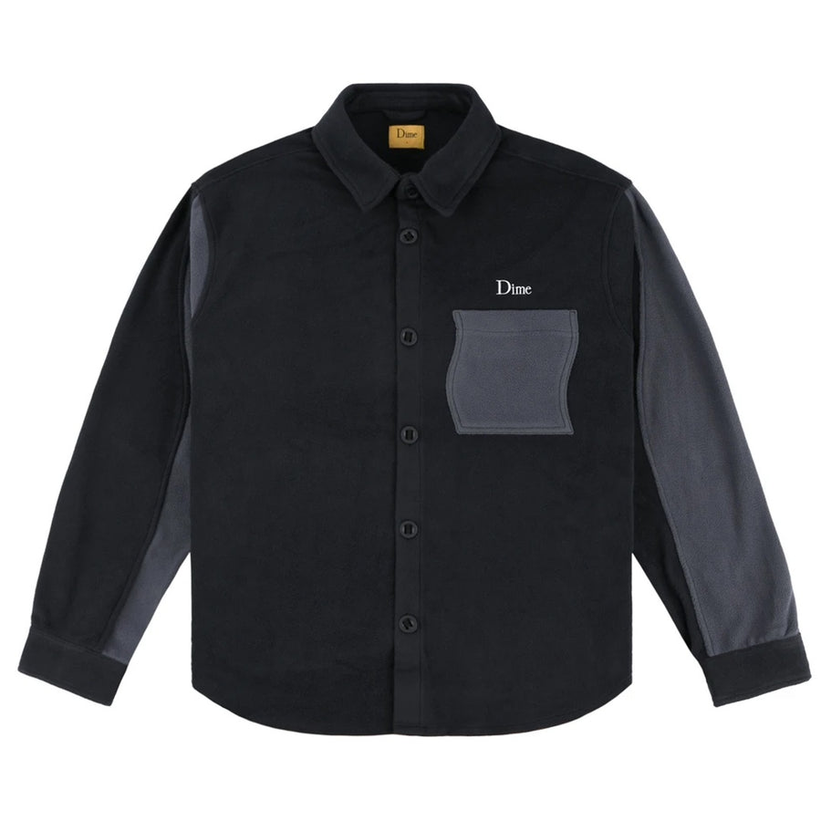 Polar Fleece Button Up Shirt - Black