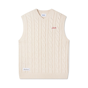 Cable Knit Vest - Bone