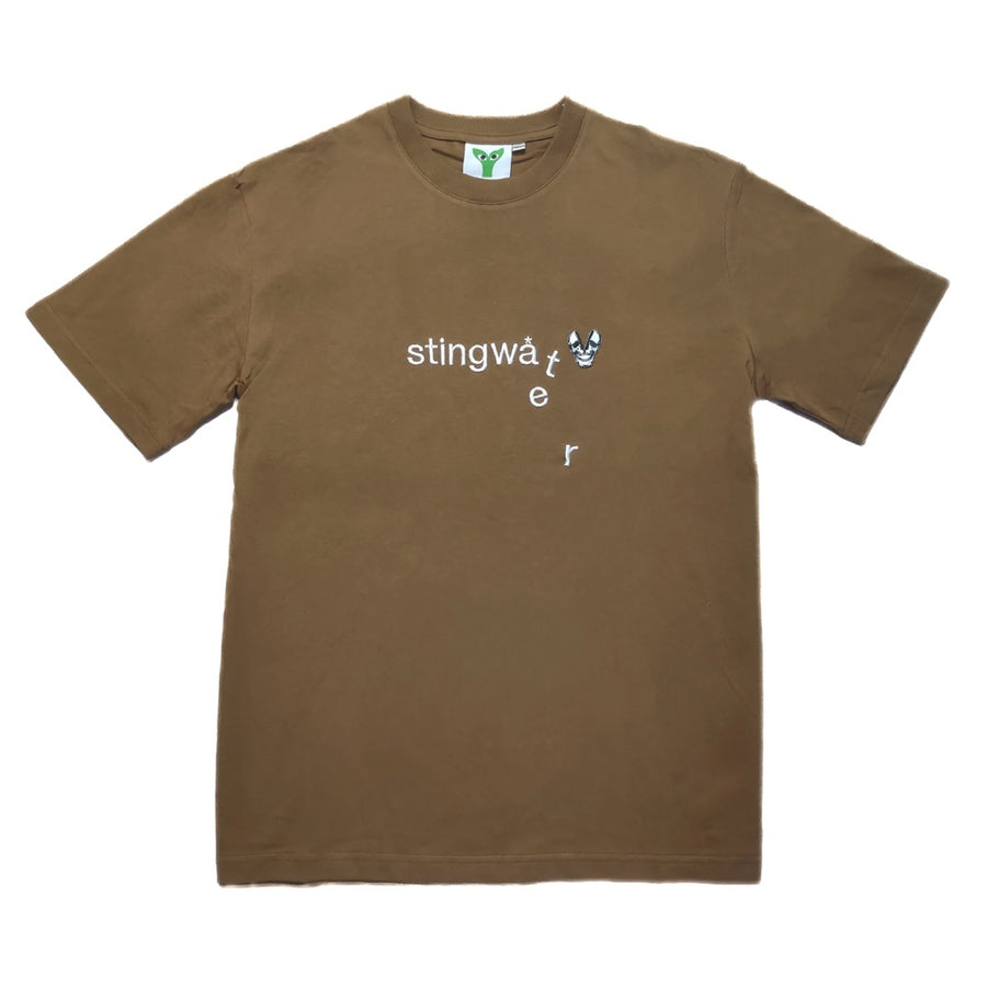 Embroidered Melting Logo & Skull Patch Tee - Brown